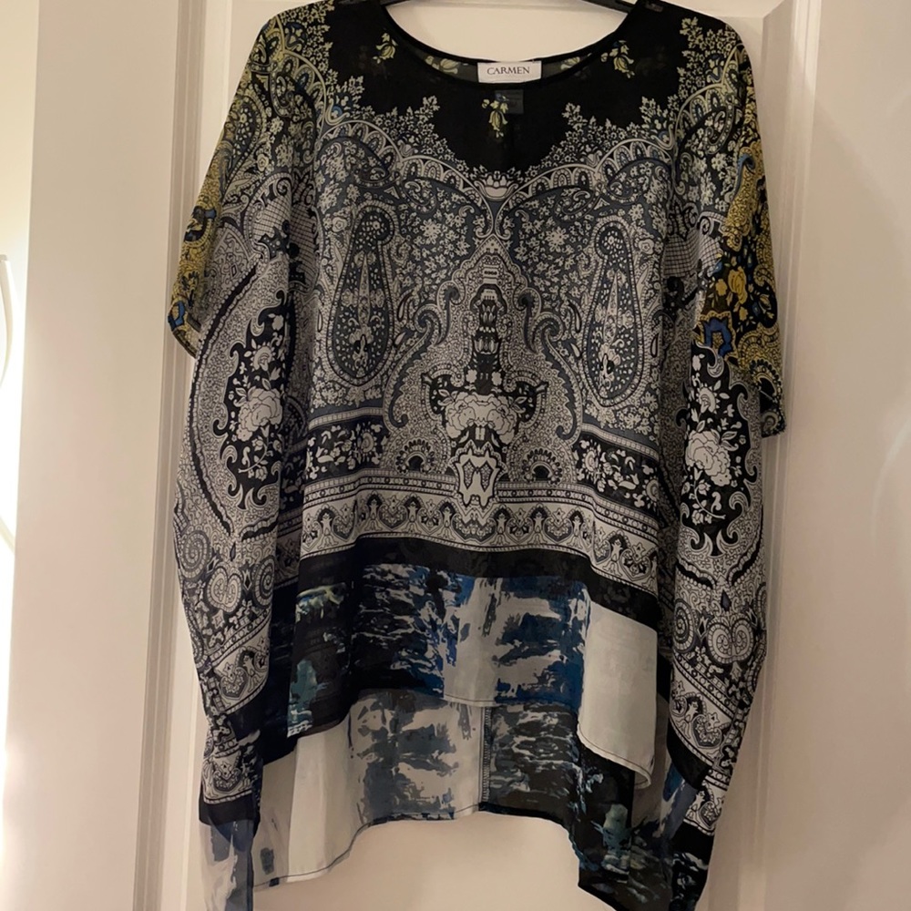 Black Chiffon Dolman Sleeve Blouse